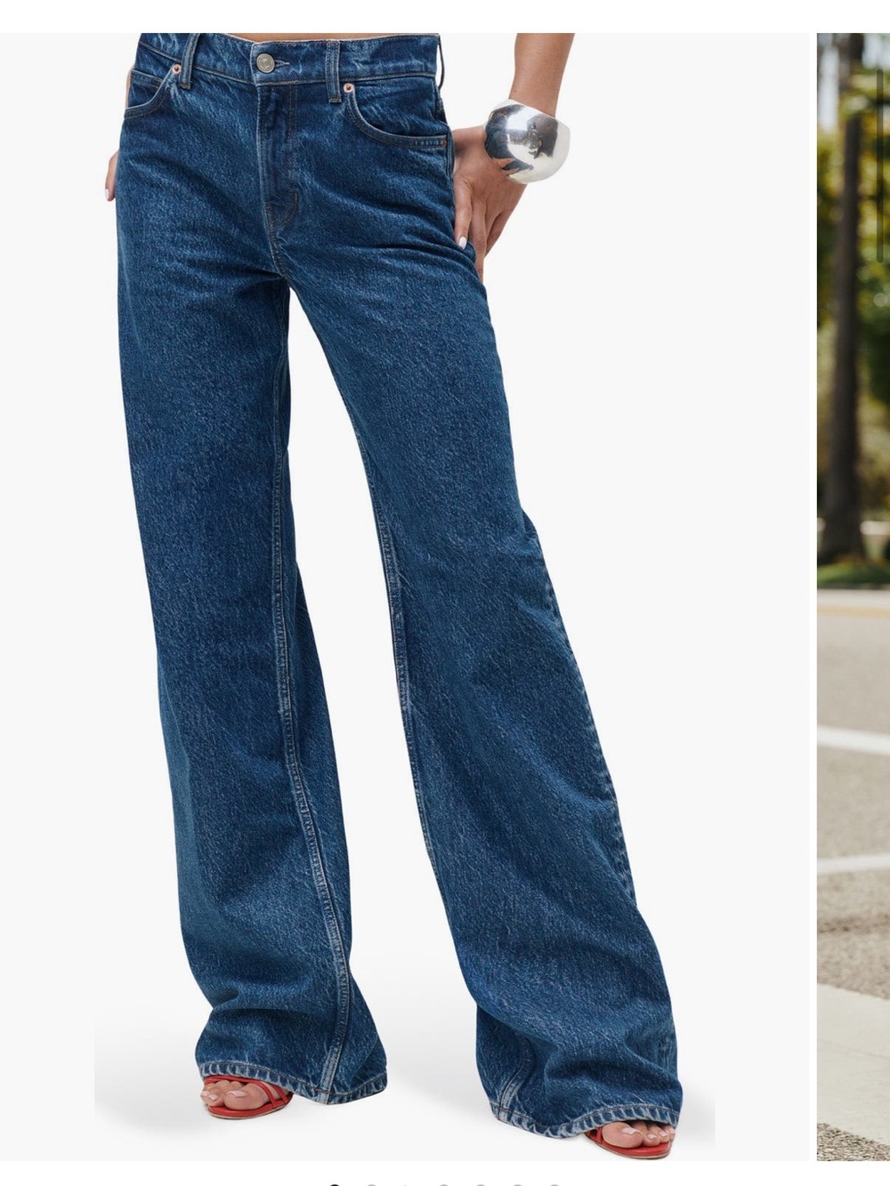 Reformation Wide-Leg Denim Jeans in Deep Blue